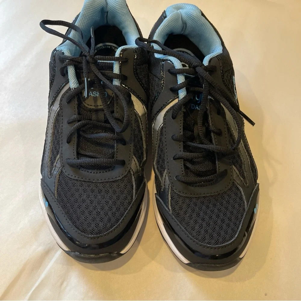 Ryka Dash 3 Walking Shoes Black/Meteorite/Blue Size 7.5W Low Shaft Laced